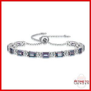 Sterling Silver Adjustable Tennis Bracelet with Birthstones, 6-9 Inch